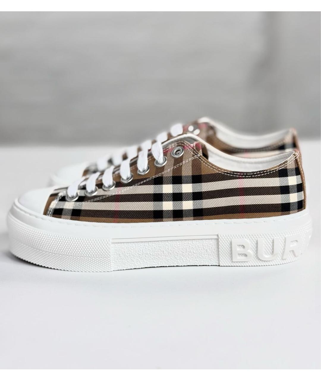BURBERRY Бежевые текстильные кеды, фото 7