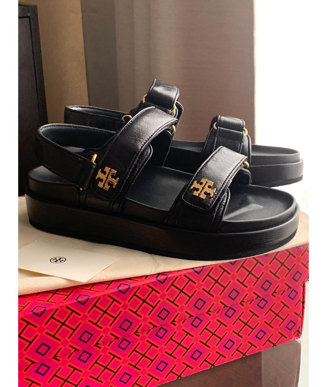 TORY BURCH Черные кожаные сандалии, фото 2