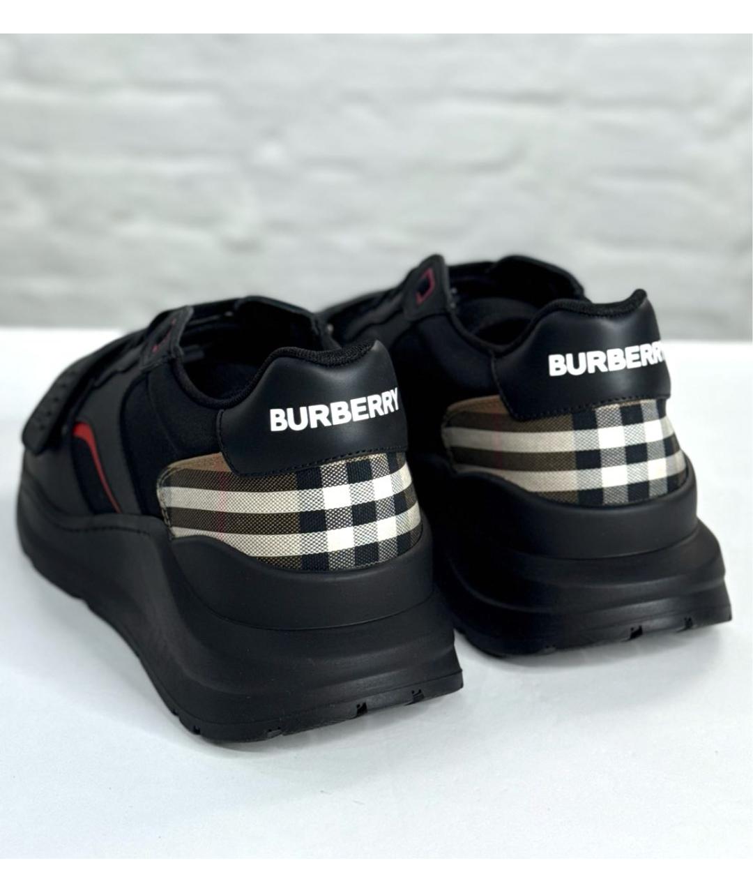BURBERRY Черные низкие кроссовки / кеды, фото 4
