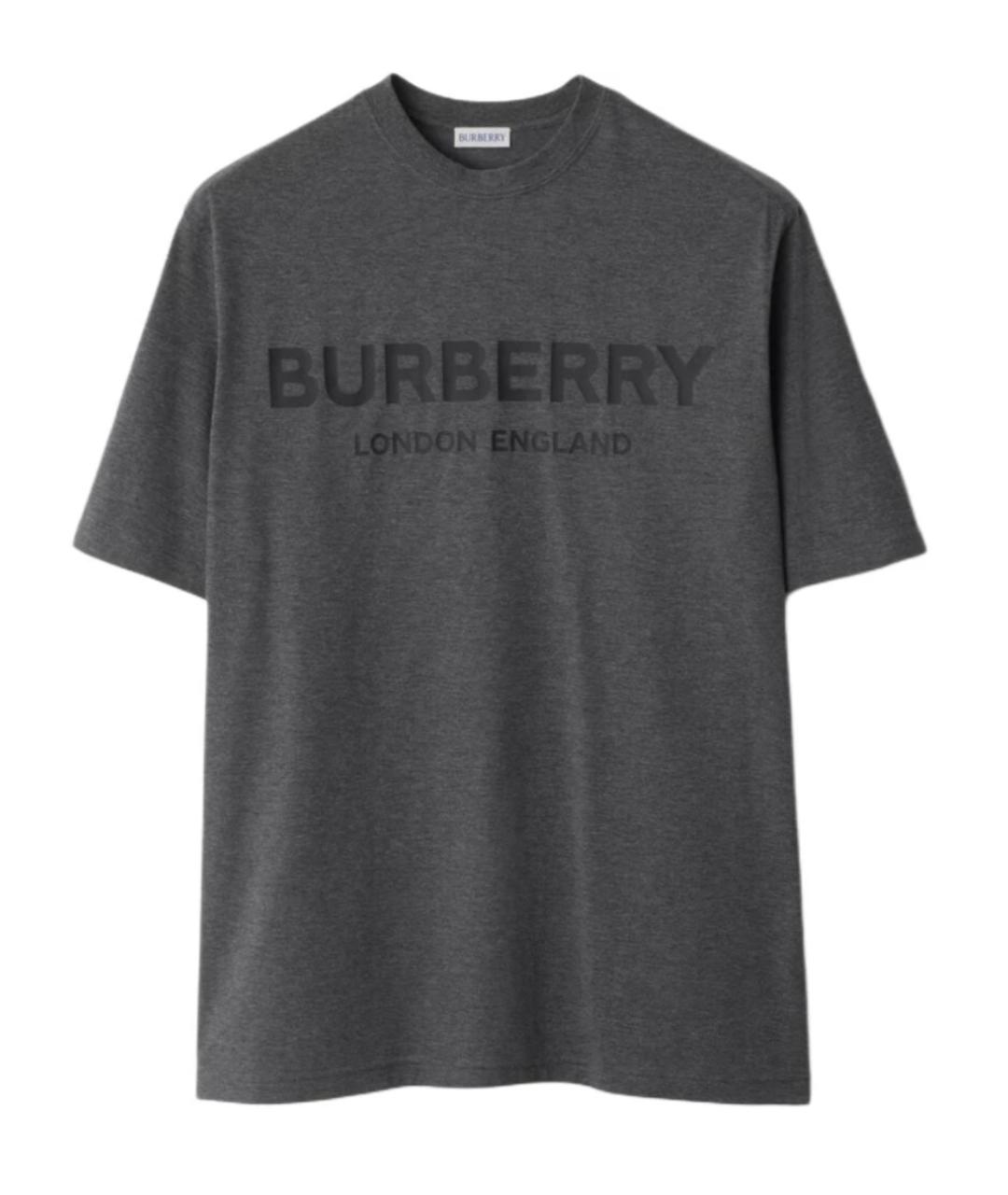 BURBERRY Серая хлопковая футболка, фото 1