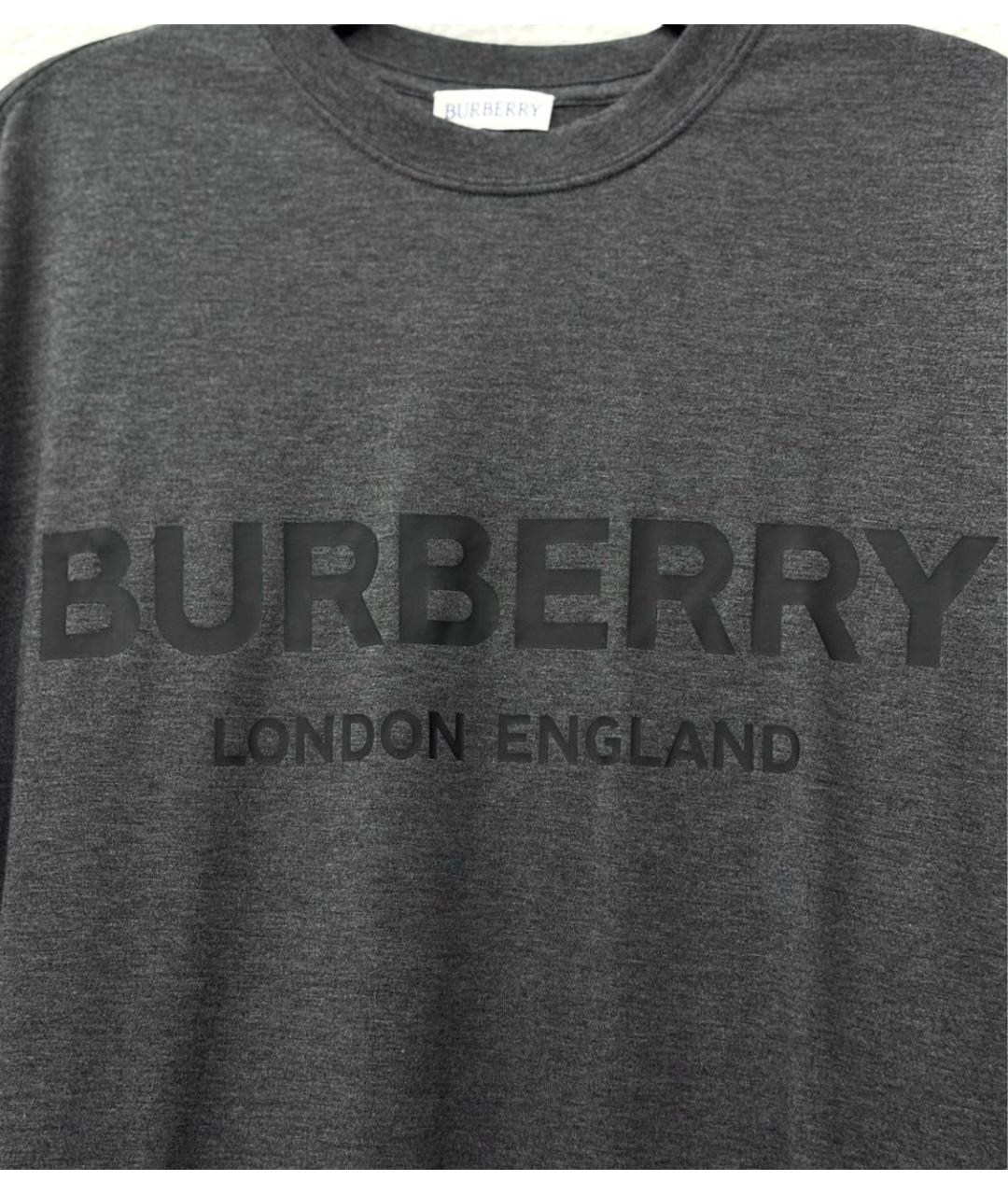 BURBERRY Серая хлопковая футболка, фото 5