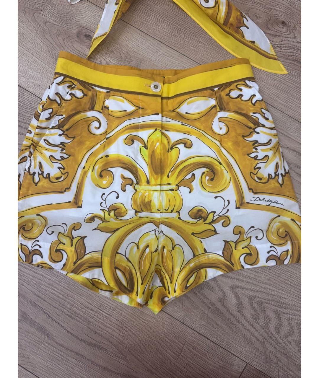 DOLCE&GABBANA Желтый хлопковый костюм с брюками, фото 2