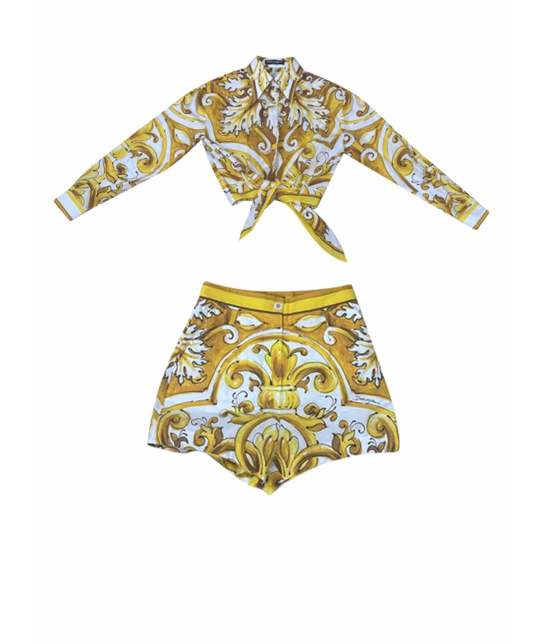 DOLCE&GABBANA Желтый хлопковый костюм с брюками, фото 1