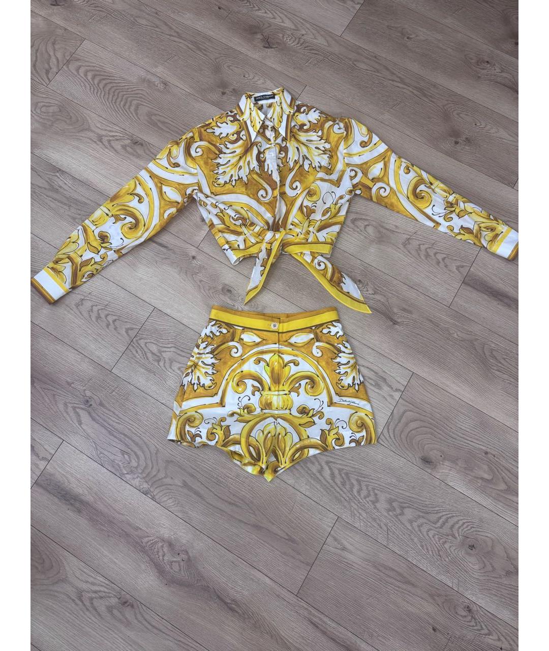DOLCE&GABBANA Желтый хлопковый костюм с брюками, фото 9