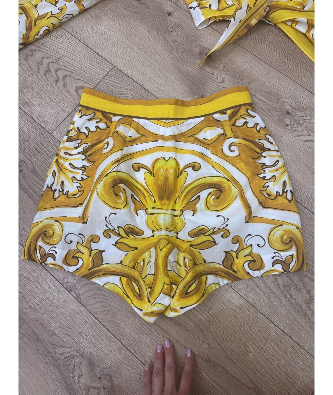 DOLCE&GABBANA Желтый хлопковый костюм с брюками, фото 4