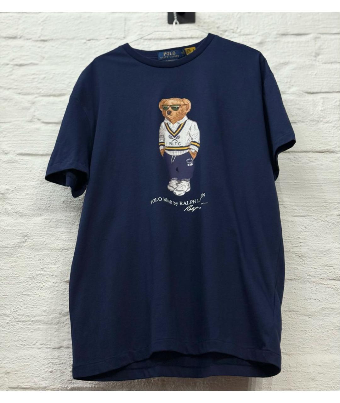 POLO RALPH LAUREN Темно-синяя хлопковая футболка, фото 2
