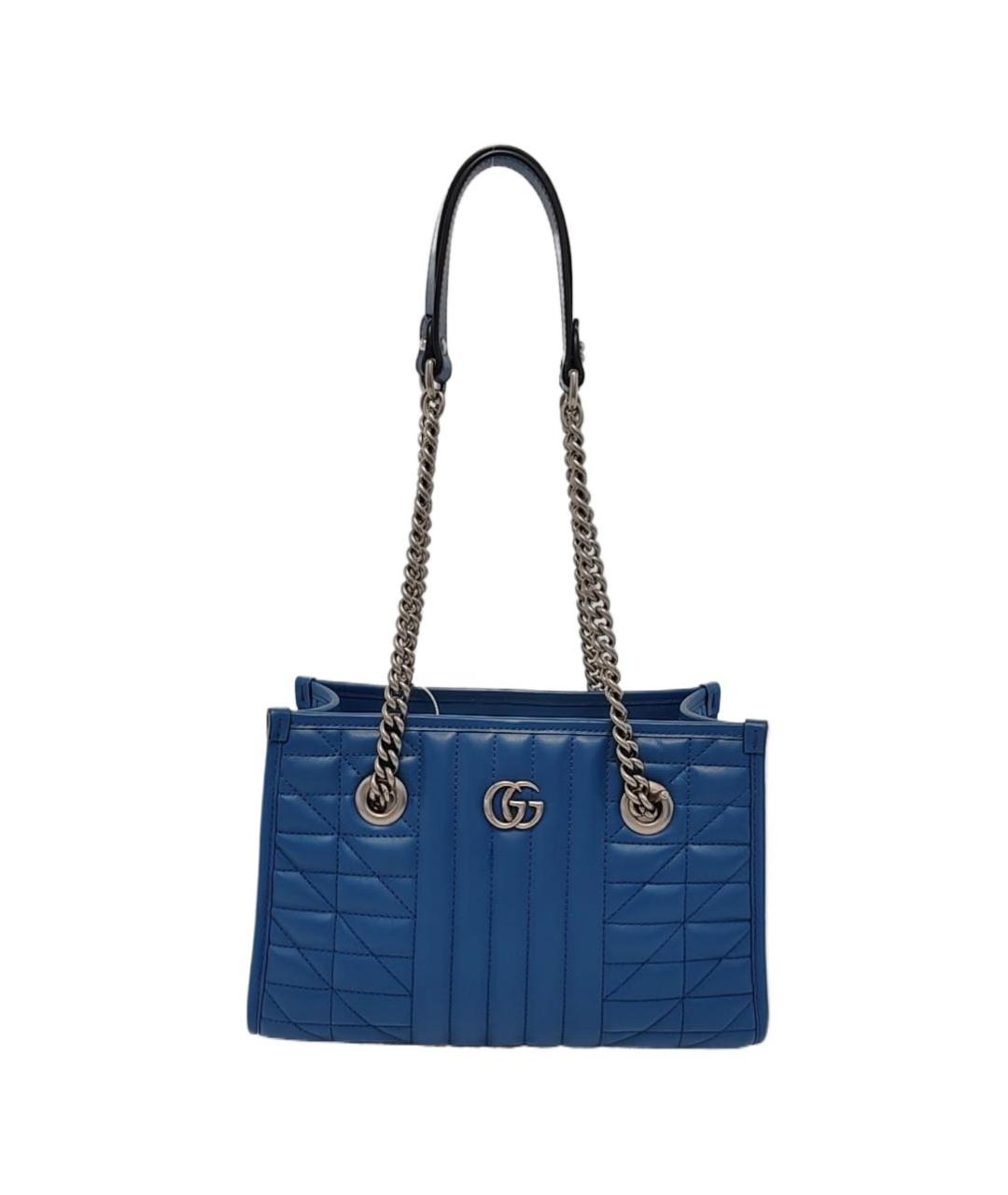 GUCCI Темно-синяя кожаная сумка с короткими ручками, фото 1