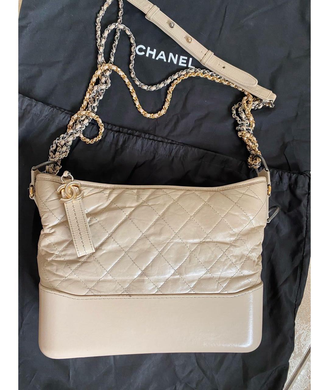 CHANEL Бежевая кожаная сумка через плечо, фото 3