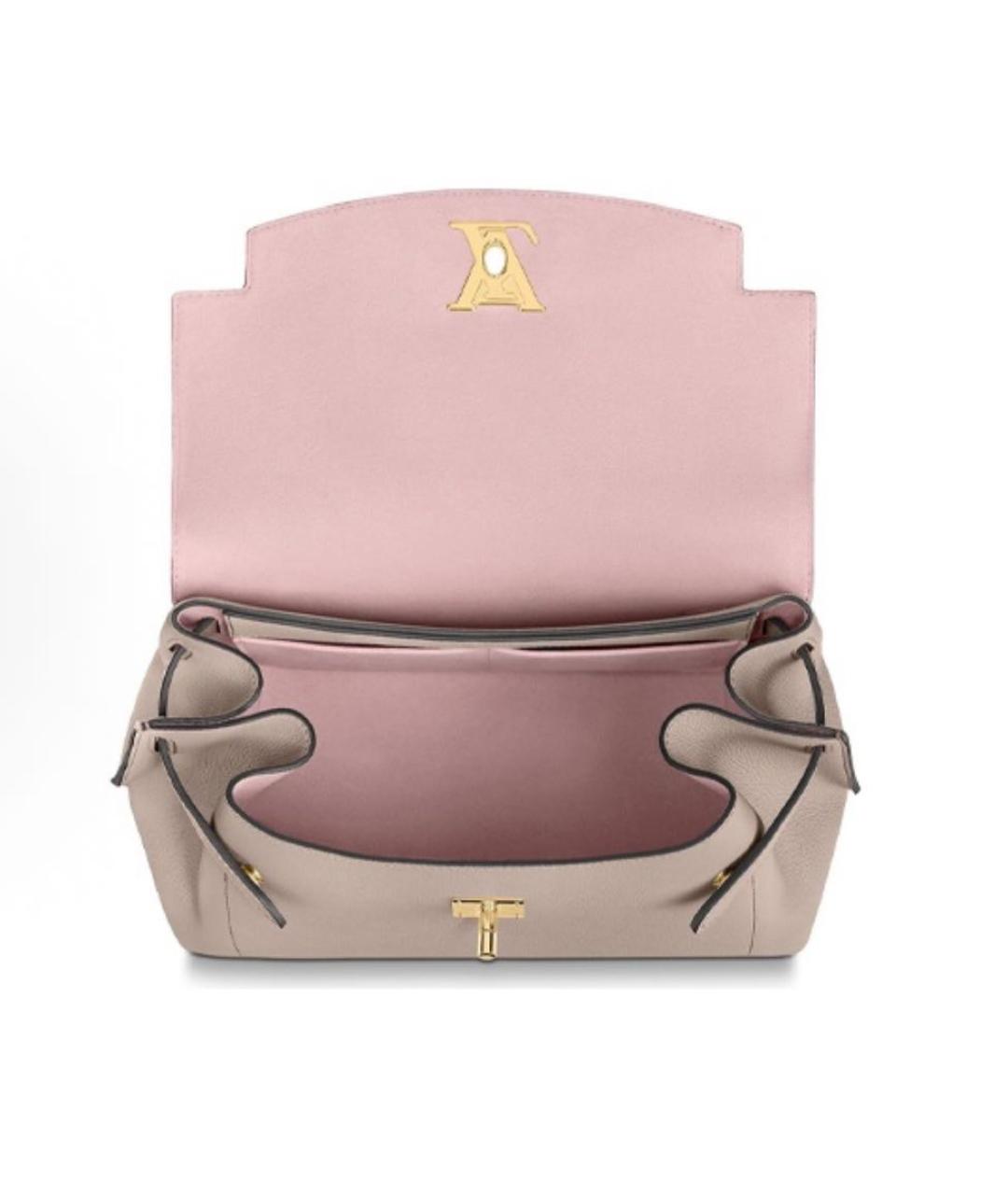 LOUIS VUITTON Бежевая кожаная сумка с короткими ручками, фото 3