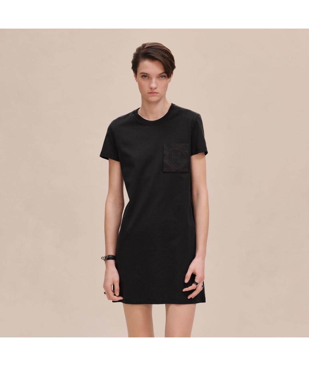 HERMES Черное хлопковое повседневное платье, фото 3