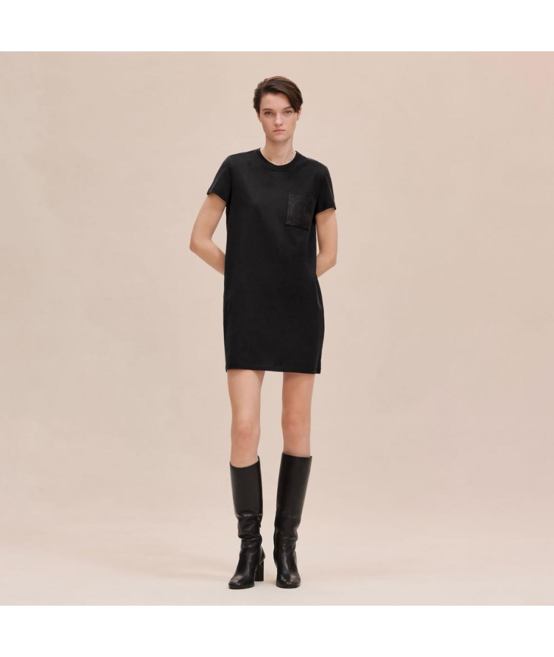 HERMES Черное хлопковое повседневное платье, фото 2