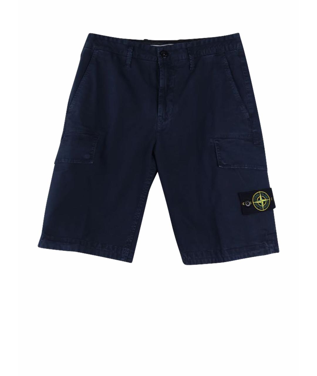 STONE ISLAND Темно-синие хлопковые шорты, фото 1