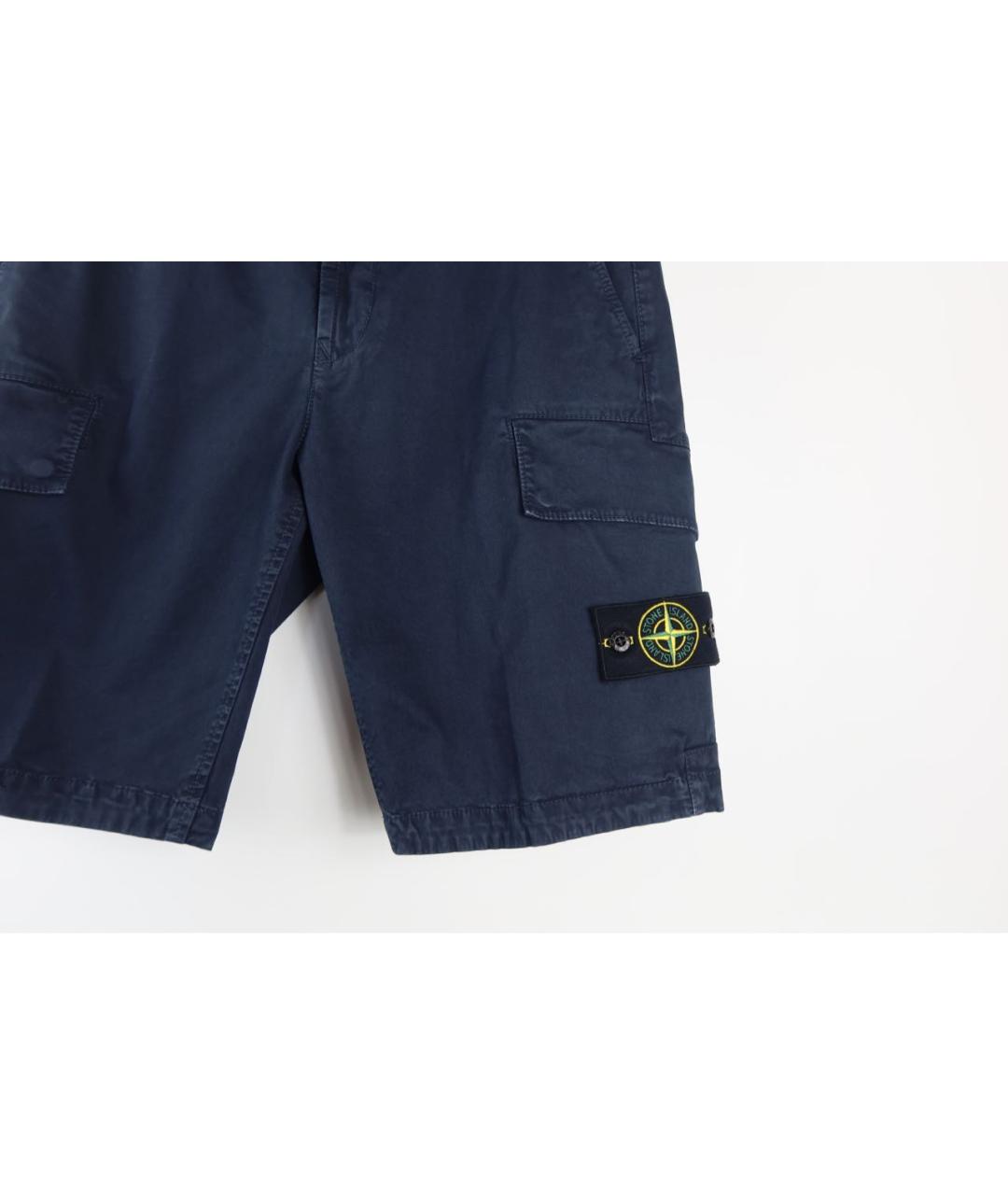 STONE ISLAND Темно-синие хлопковые шорты, фото 3