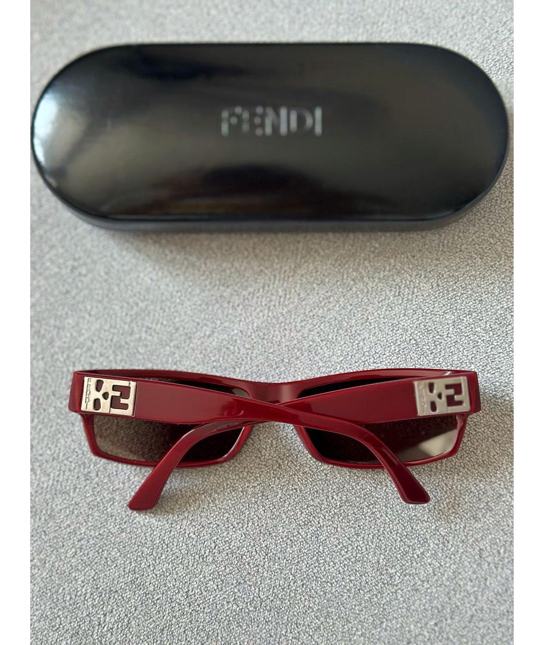 FENDI Бордовые пластиковые солнцезащитные очки, фото 4