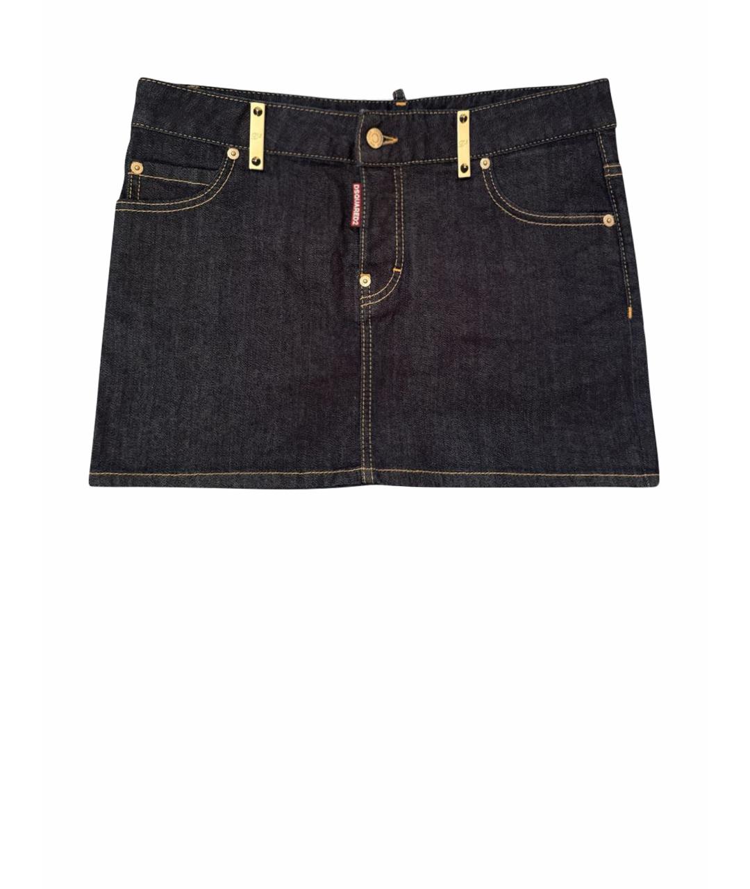 DSQUARED2 Темно-синяя деним юбка мини, фото 1