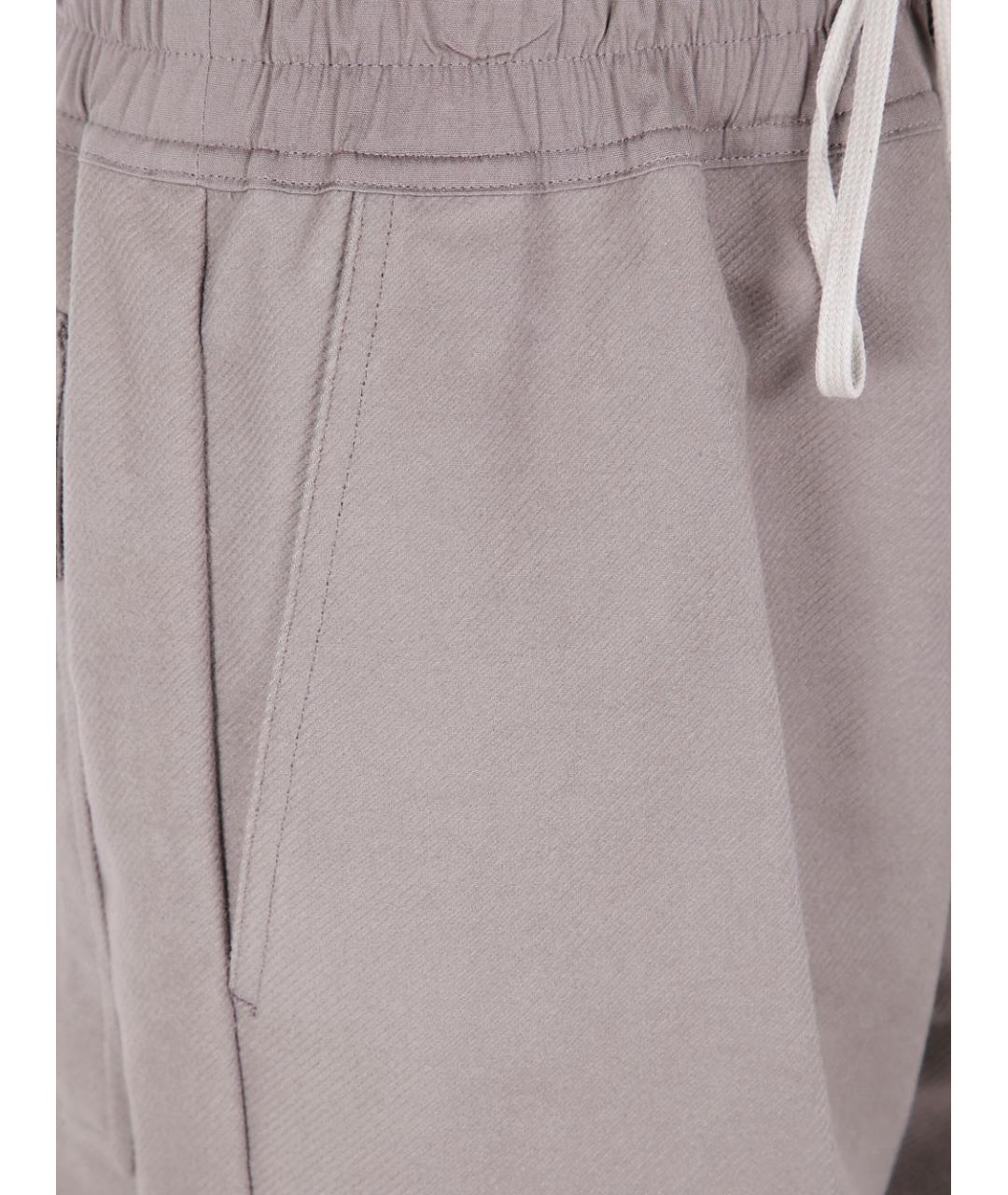 RICK OWENS Серые хлопковые повседневные брюки, фото 3