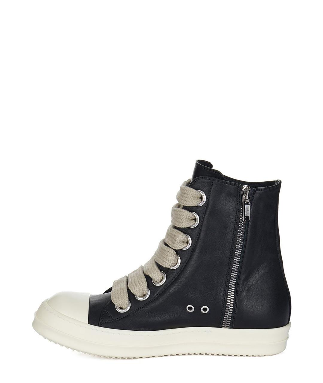 RICK OWENS Черные кожаные кеды, фото 3