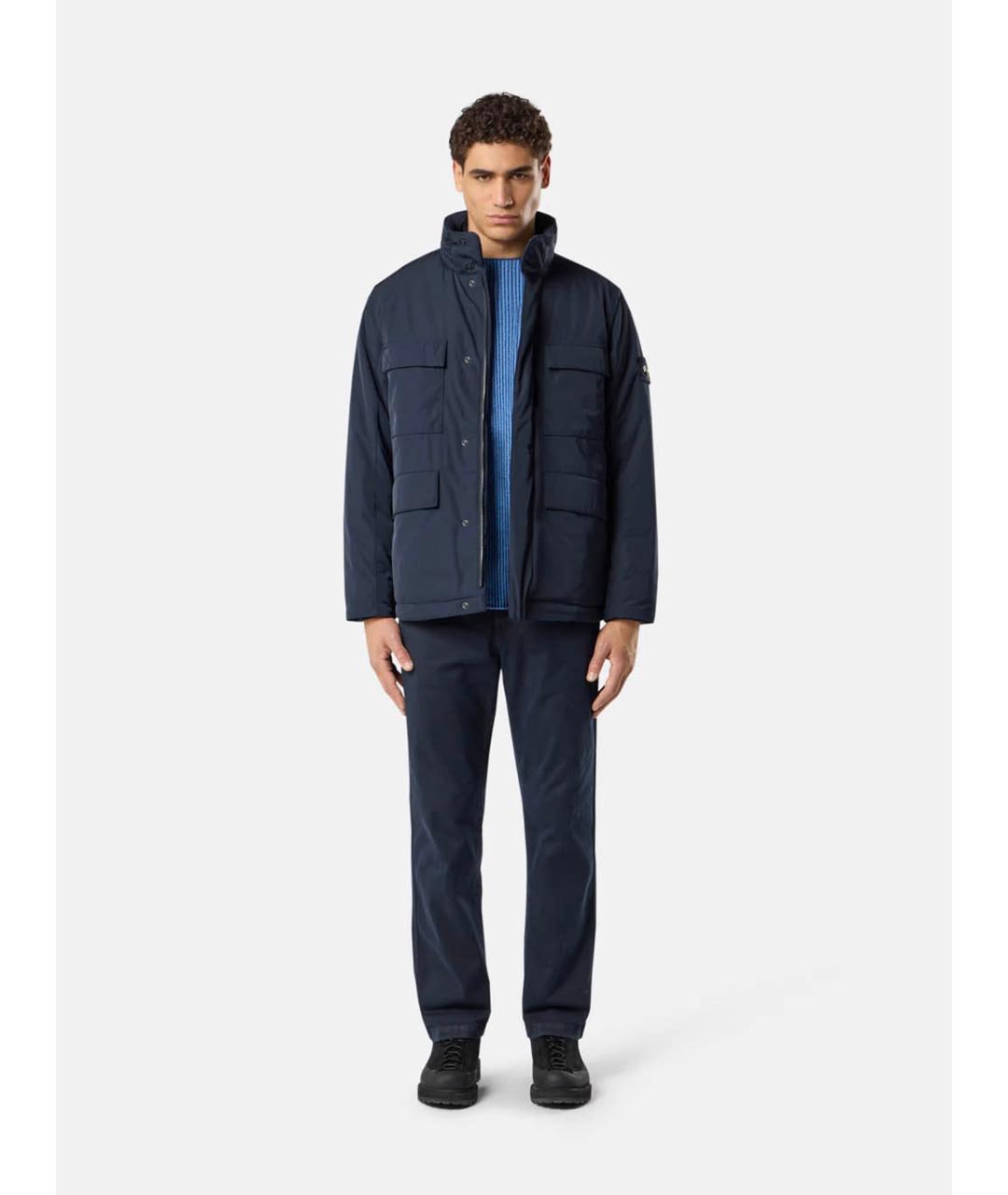 STONE ISLAND Темно-синяя полиэстеровая куртка, фото 2