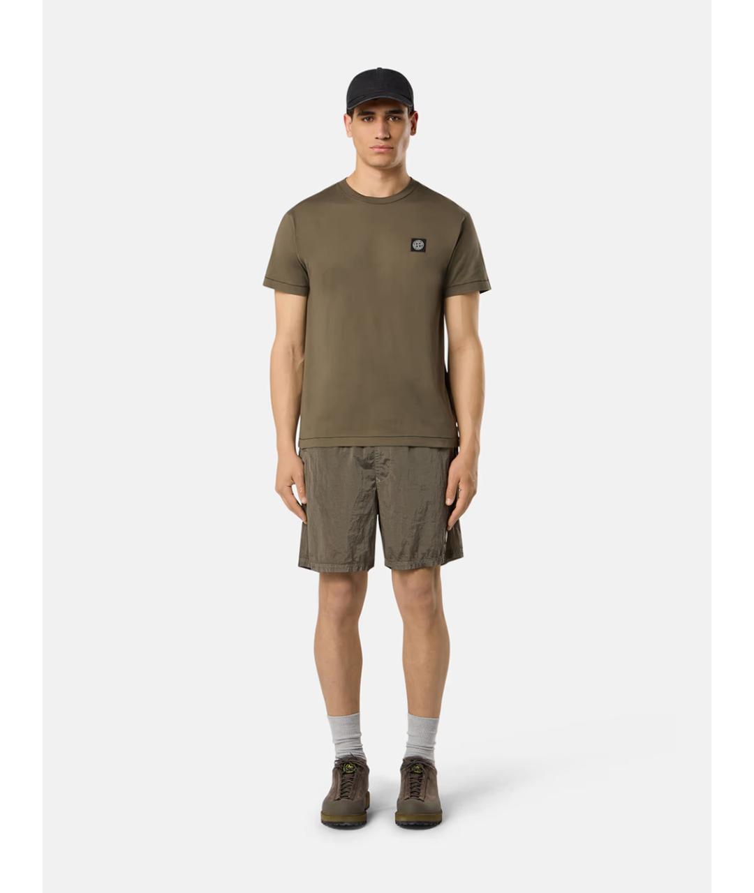 STONE ISLAND Зеленая хлопковая футболка, фото 2