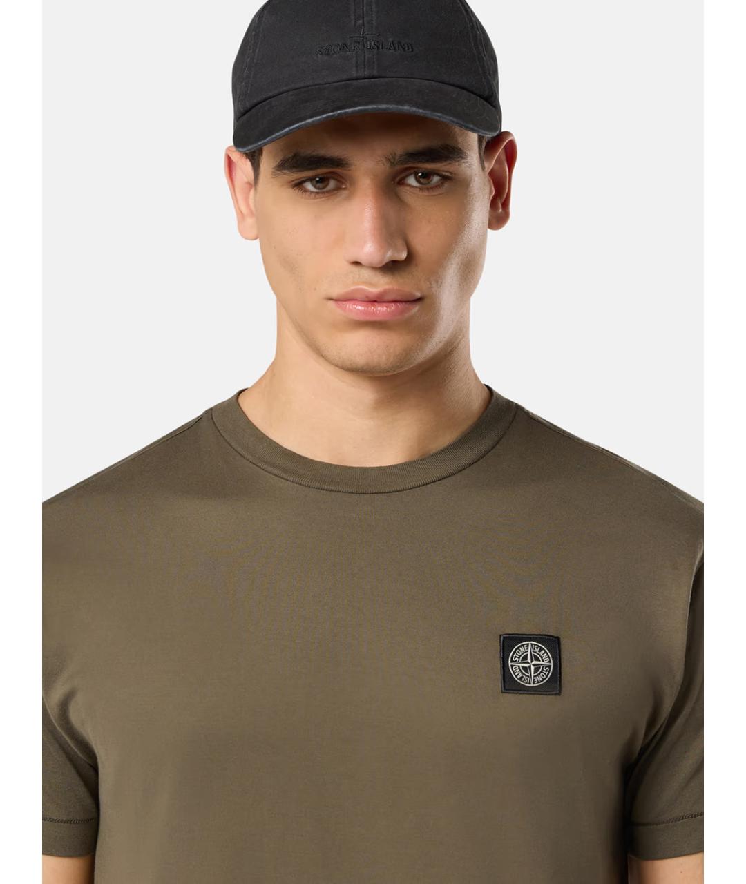 STONE ISLAND Зеленая хлопковая футболка, фото 4