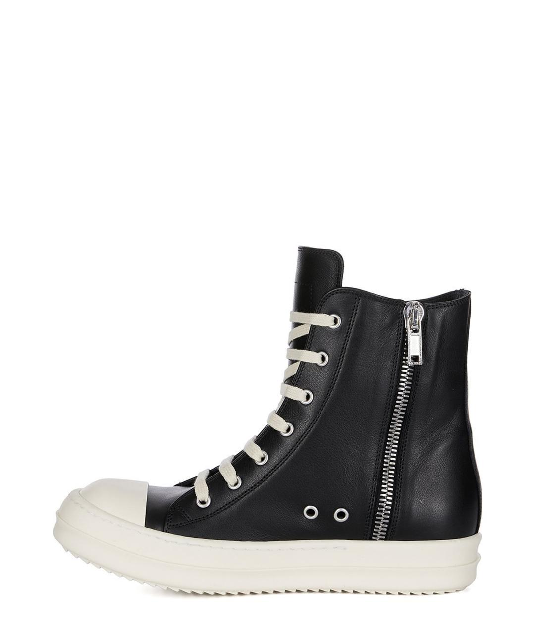 RICK OWENS Черные кожаные кеды, фото 3