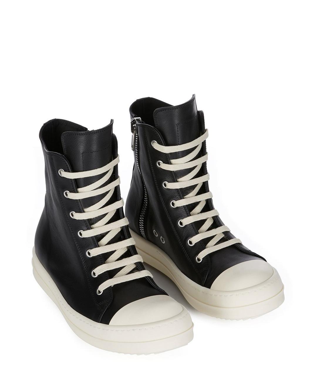 RICK OWENS Черные кожаные кеды, фото 6