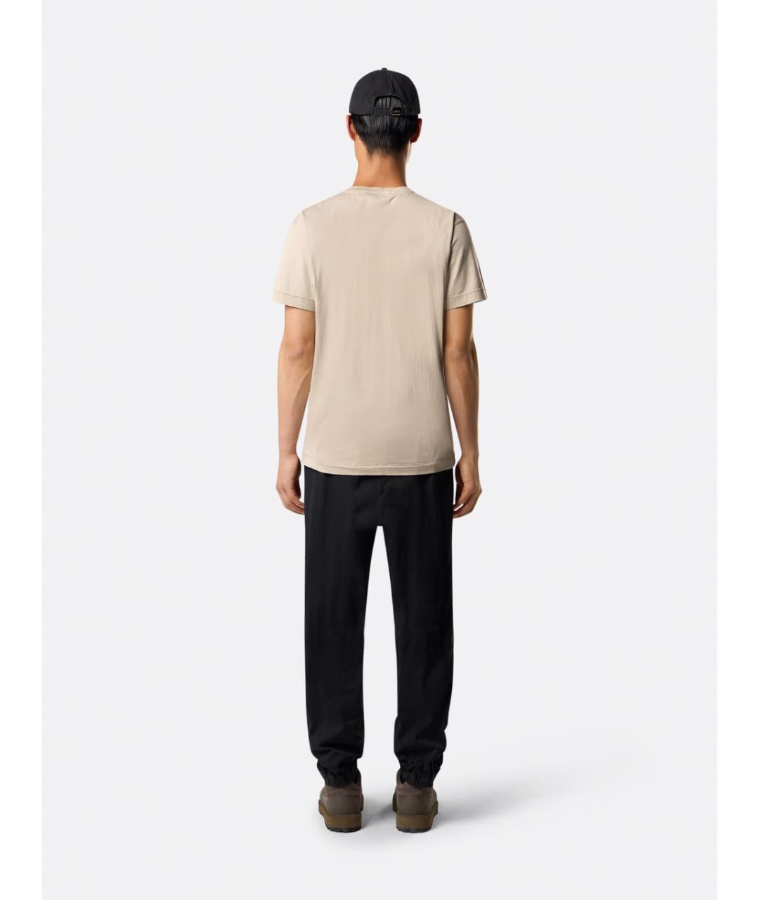 STONE ISLAND Бежевая хлопковая футболка, фото 5