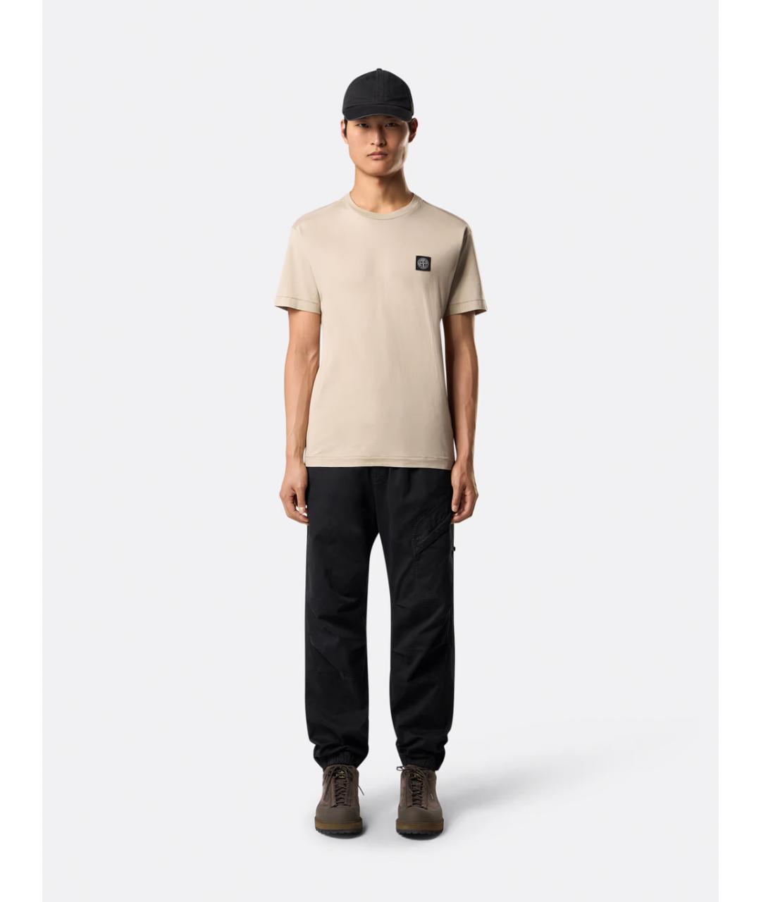 STONE ISLAND Бежевая хлопковая футболка, фото 2