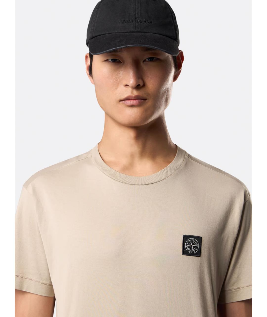 STONE ISLAND Бежевая хлопковая футболка, фото 3