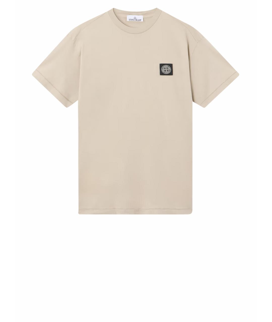 STONE ISLAND Бежевая хлопковая футболка, фото 1