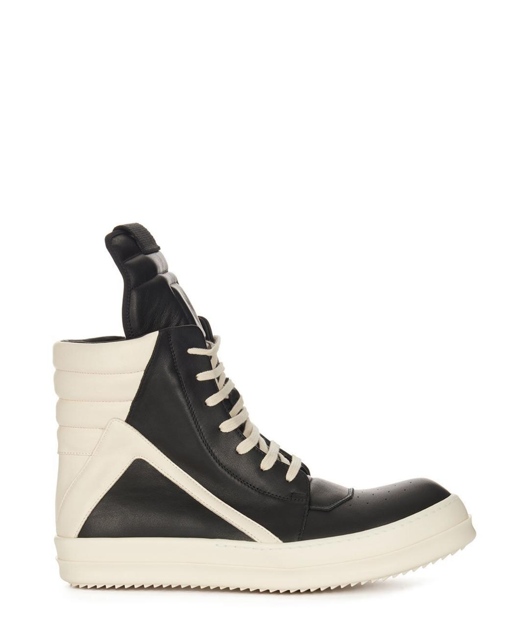 RICK OWENS Черные кожаные кеды, фото 1