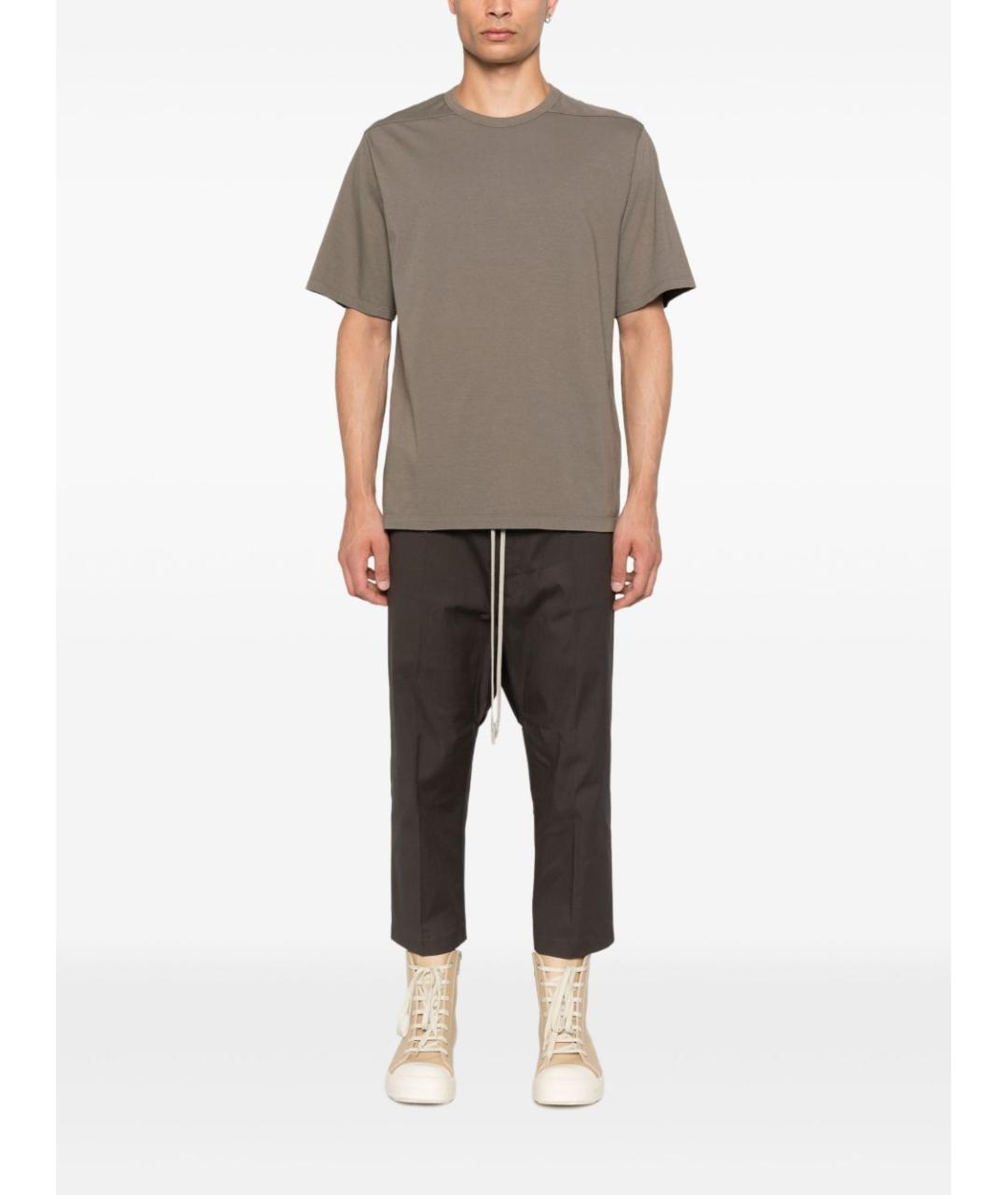 RICK OWENS Серая хлопковая футболка, фото 2
