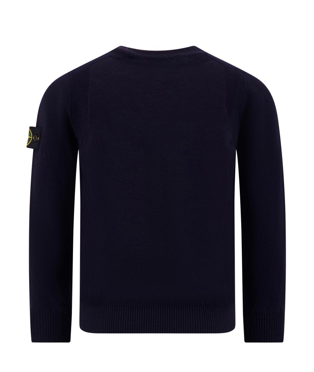STONE ISLAND Темно-синий шерстяной джемпер / свитер, фото 2