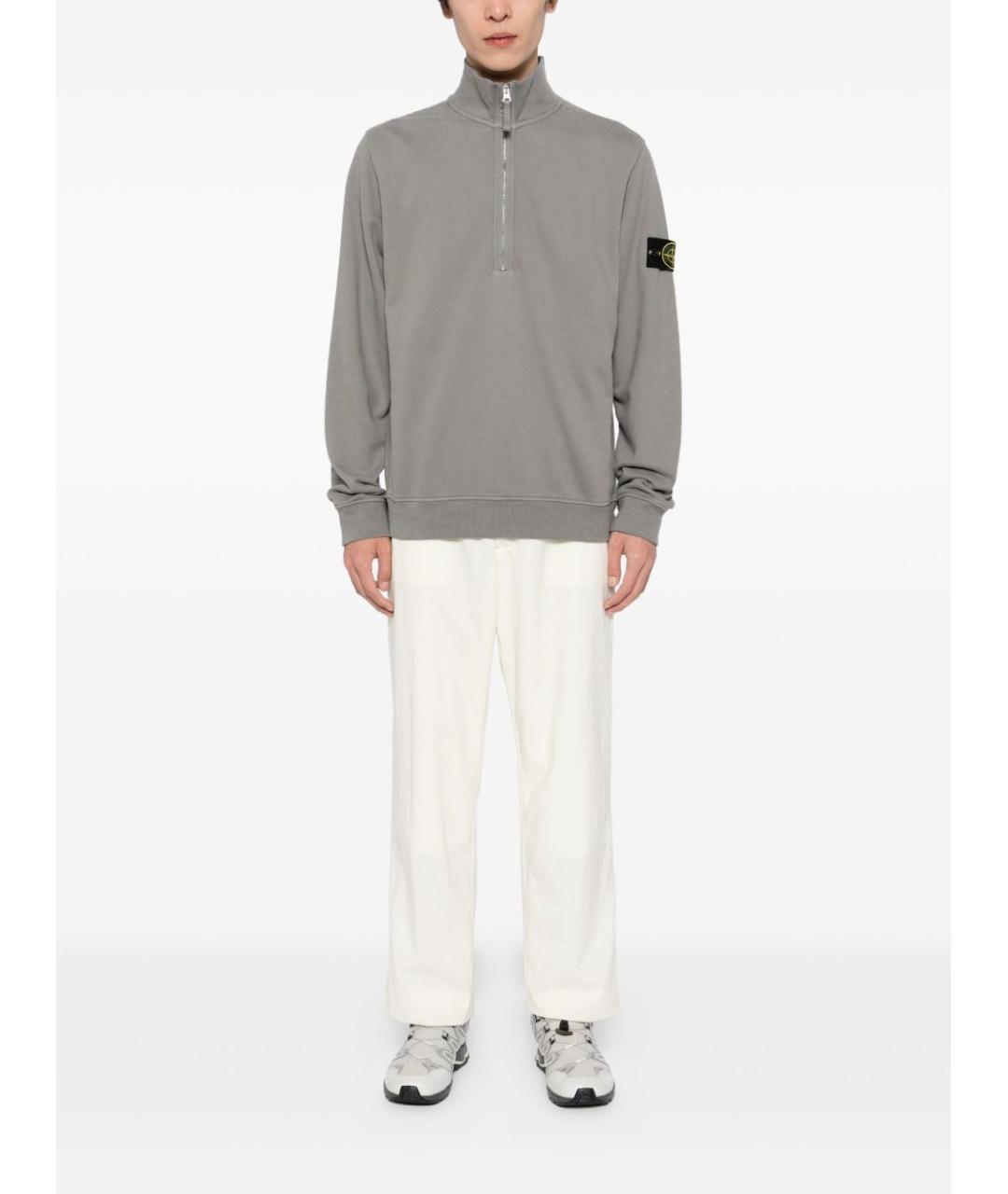 STONE ISLAND Серый хлопковый джемпер / свитер, фото 2