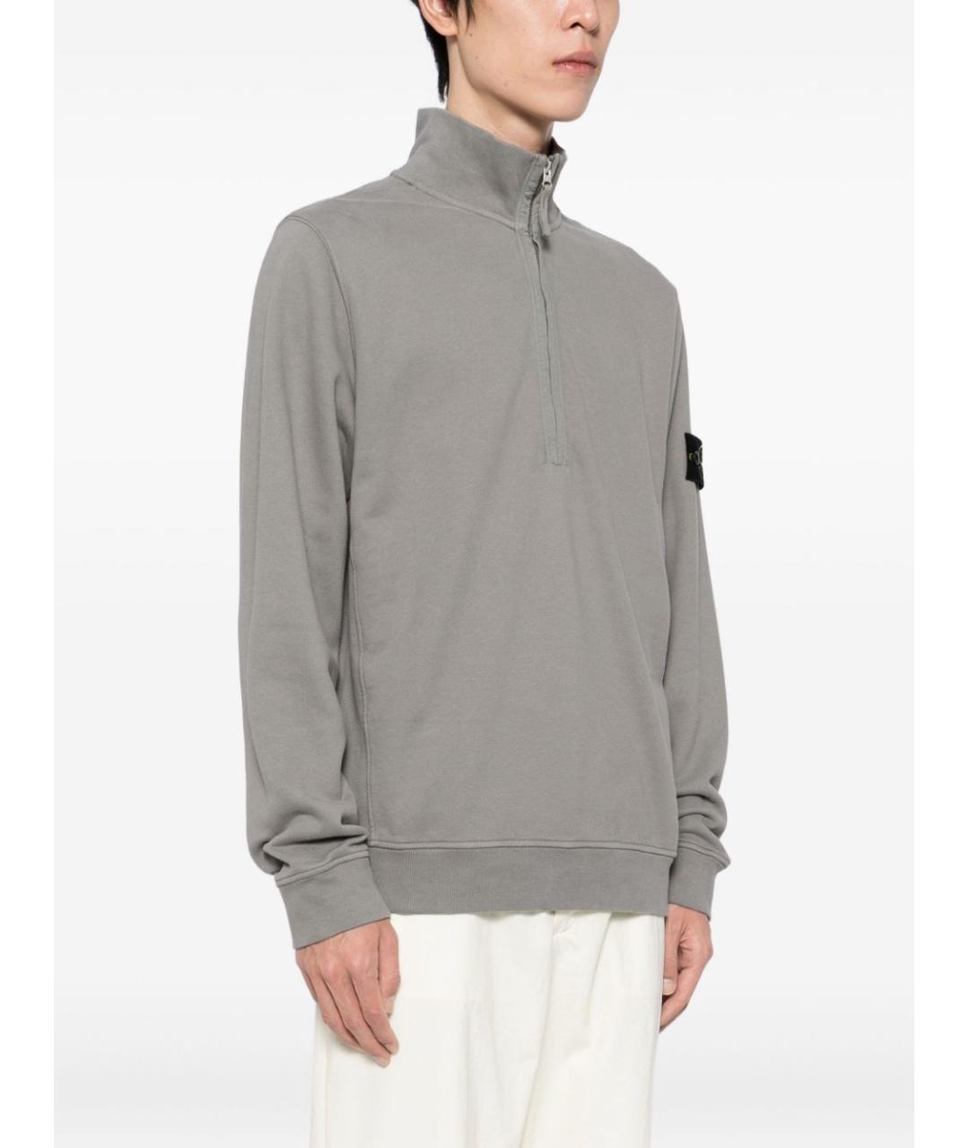 STONE ISLAND Серый хлопковый джемпер / свитер, фото 3