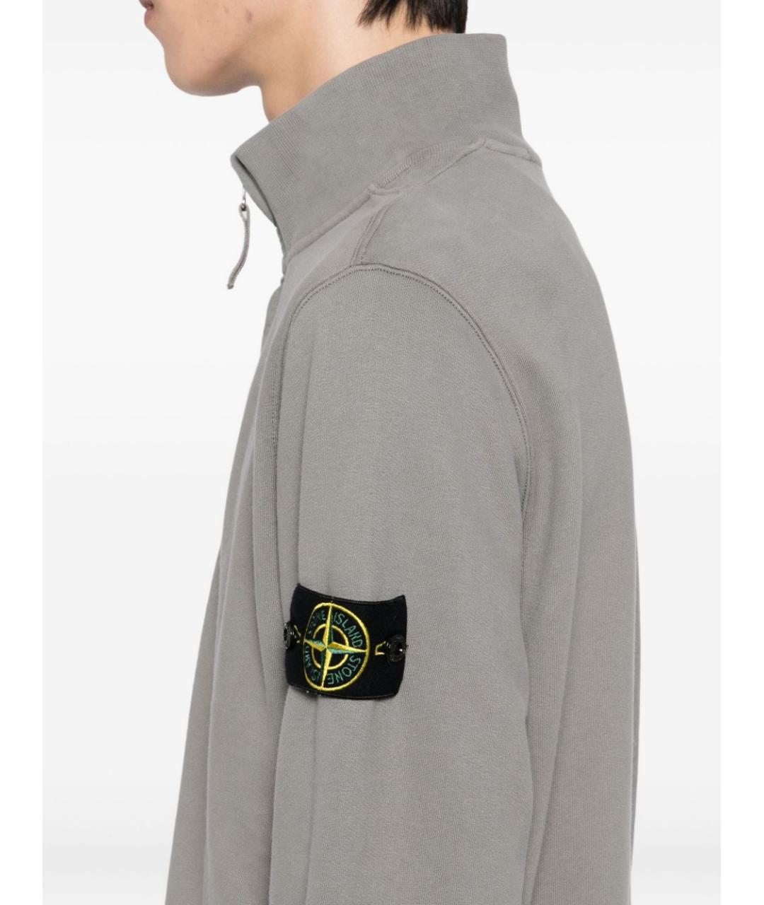 STONE ISLAND Серый хлопковый джемпер / свитер, фото 5