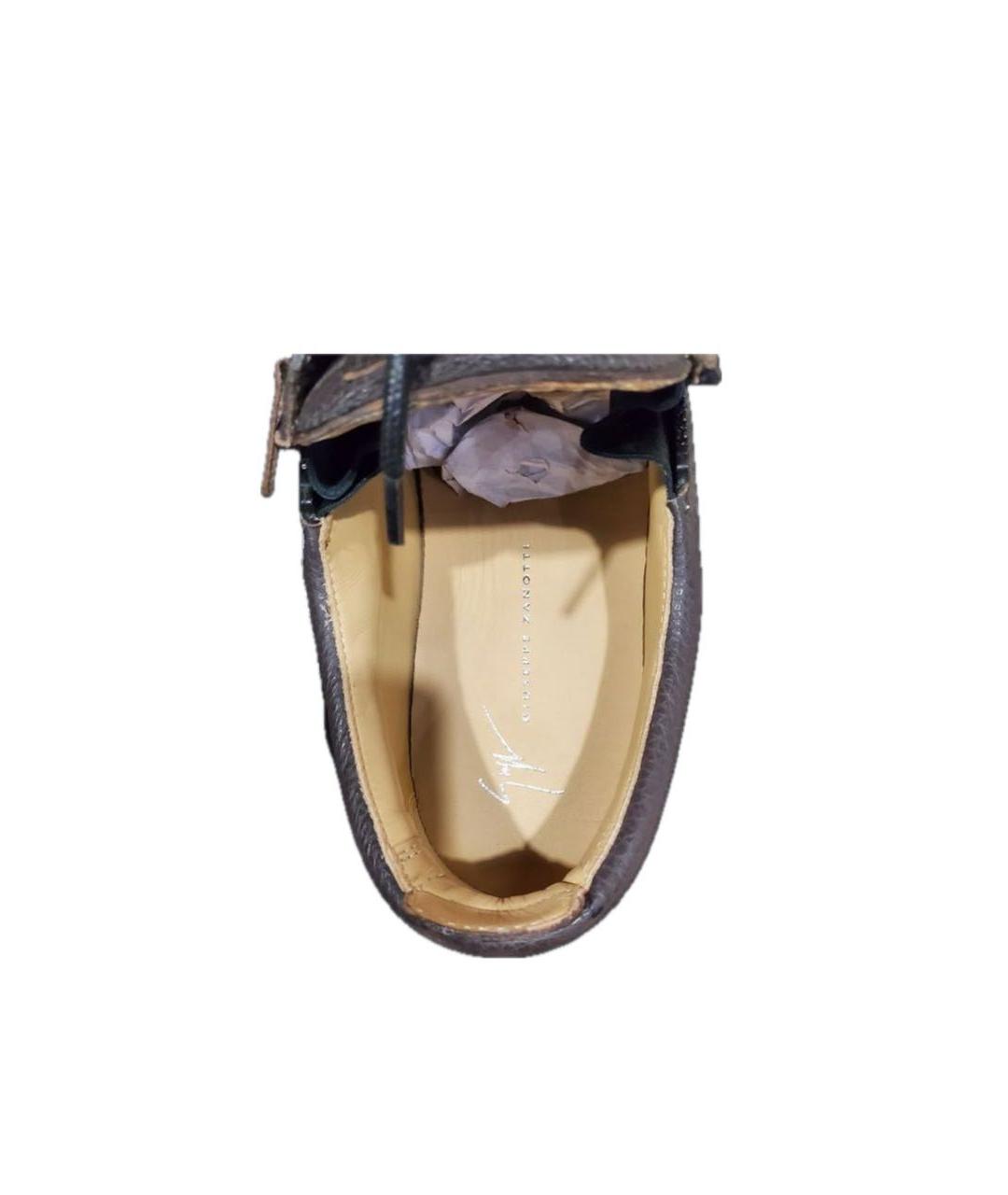 GIUSEPPE ZANOTTI DESIGN Коричневые кожаные низкие кроссовки / кеды, фото 3