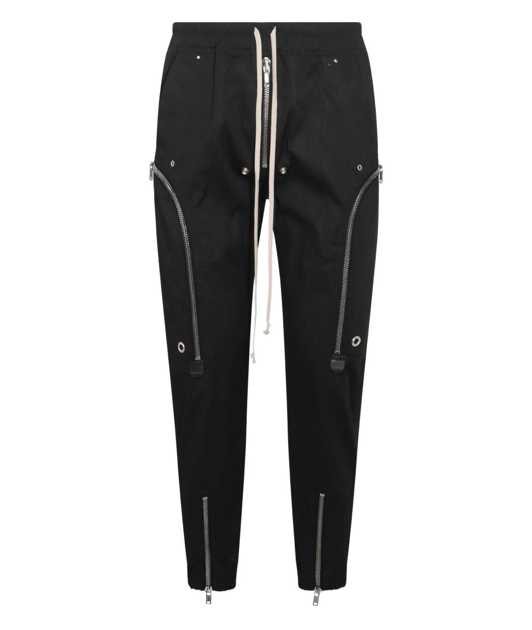 RICK OWENS Черные хлопковые повседневные брюки, фото 1