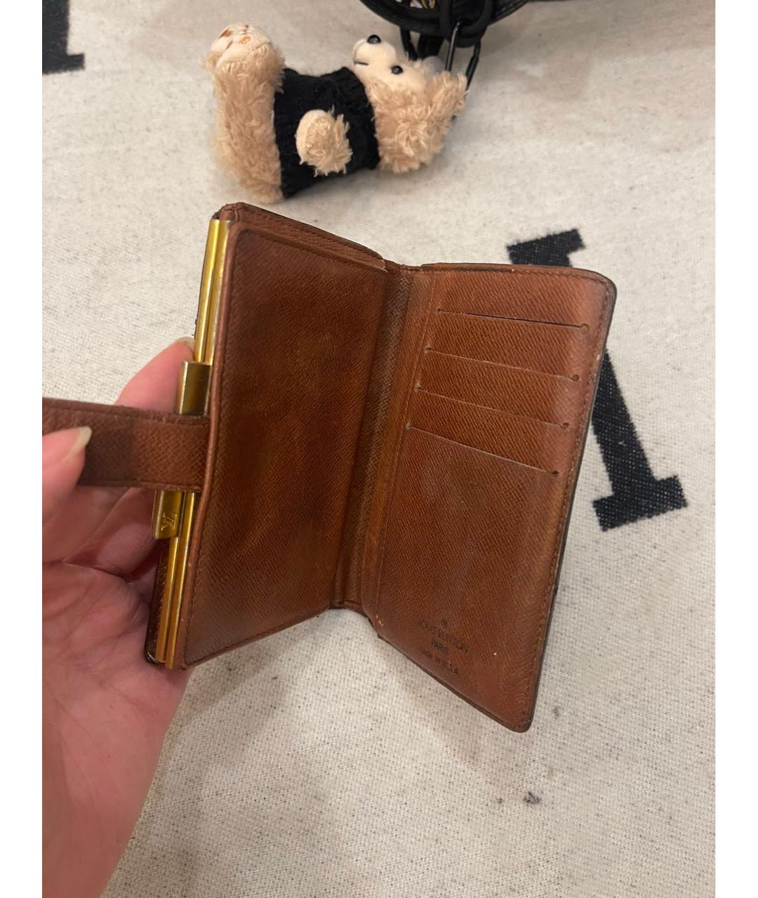 LOUIS VUITTON Коричневый кожаный кошелек, фото 4