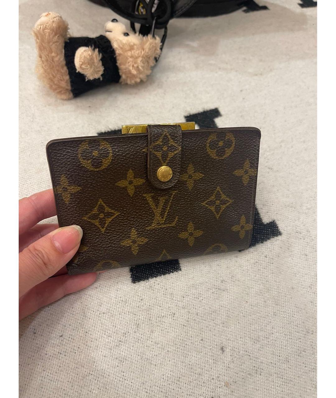 LOUIS VUITTON Коричневый кожаный кошелек, фото 6