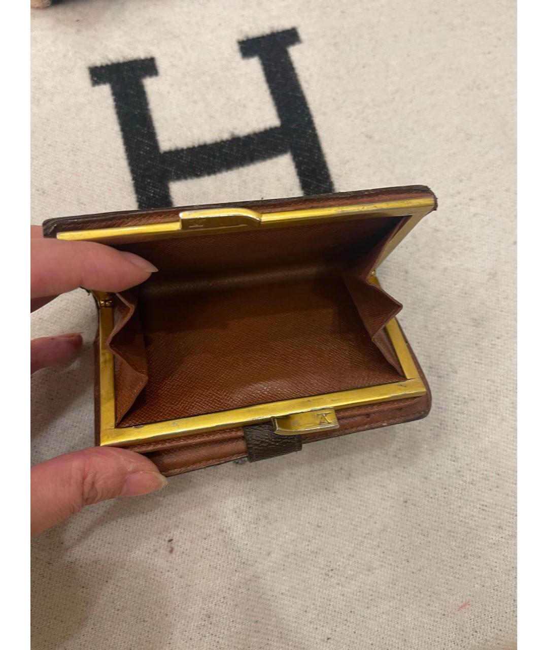 LOUIS VUITTON Коричневый кожаный кошелек, фото 7