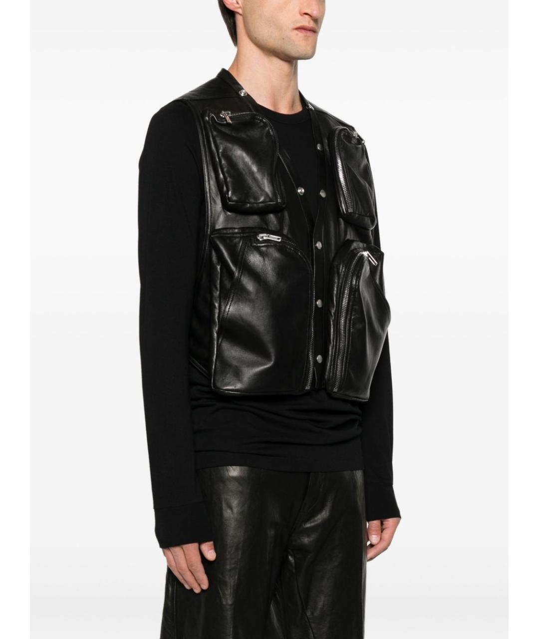 RICK OWENS Черный кожаный жилет, фото 3
