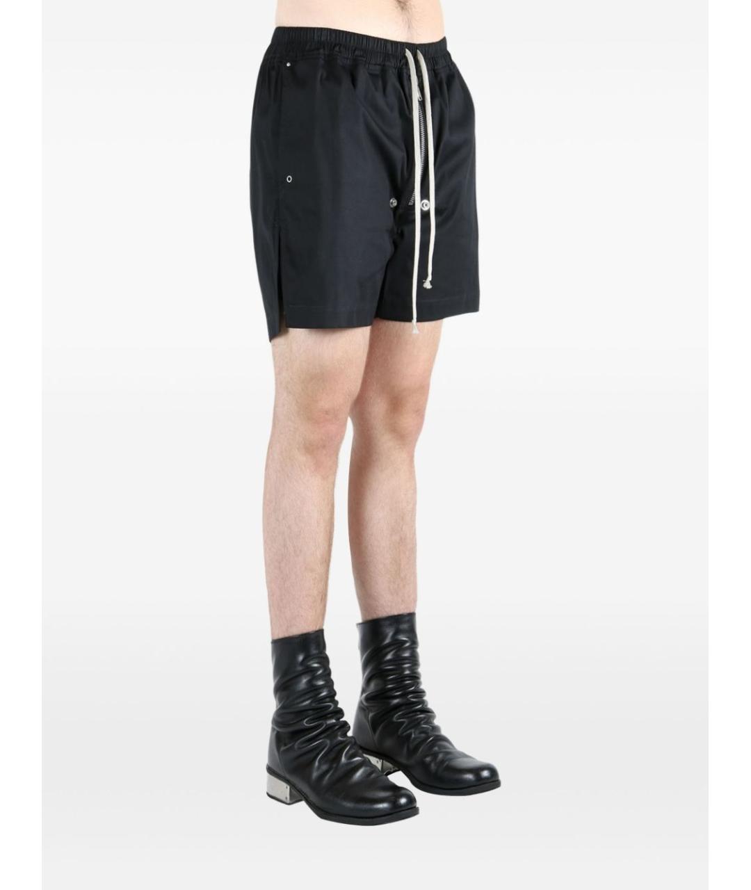 RICK OWENS Черные хлопко-эластановые шорты, фото 3
