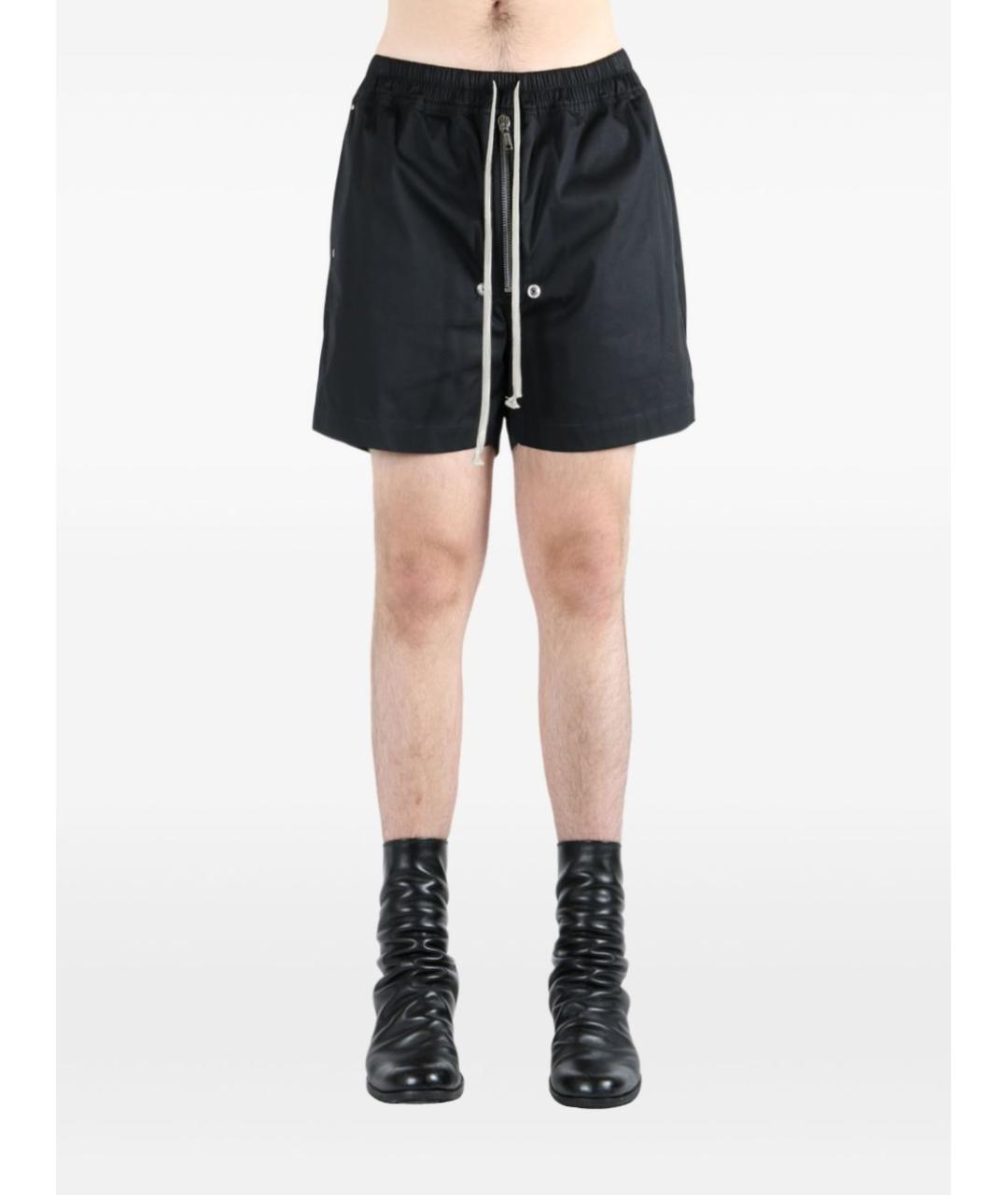 RICK OWENS Черные хлопко-эластановые шорты, фото 2