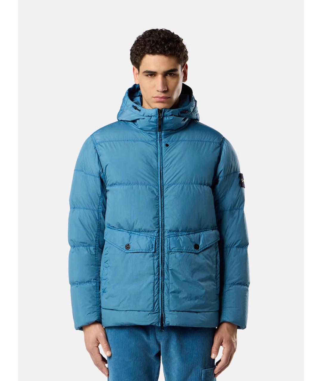 STONE ISLAND Голубая полиамидовая куртка, фото 2