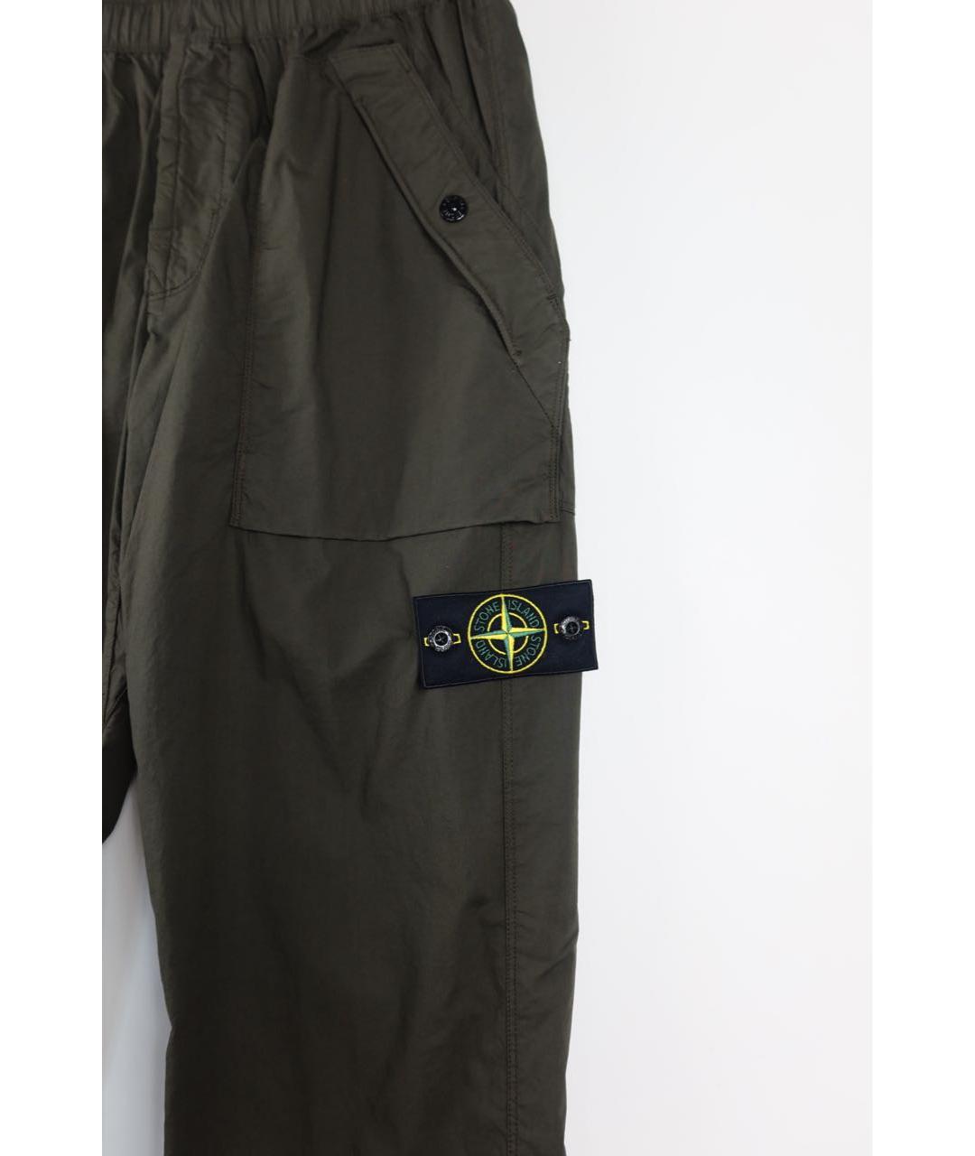 STONE ISLAND Хаки хлопковые повседневные брюки, фото 3