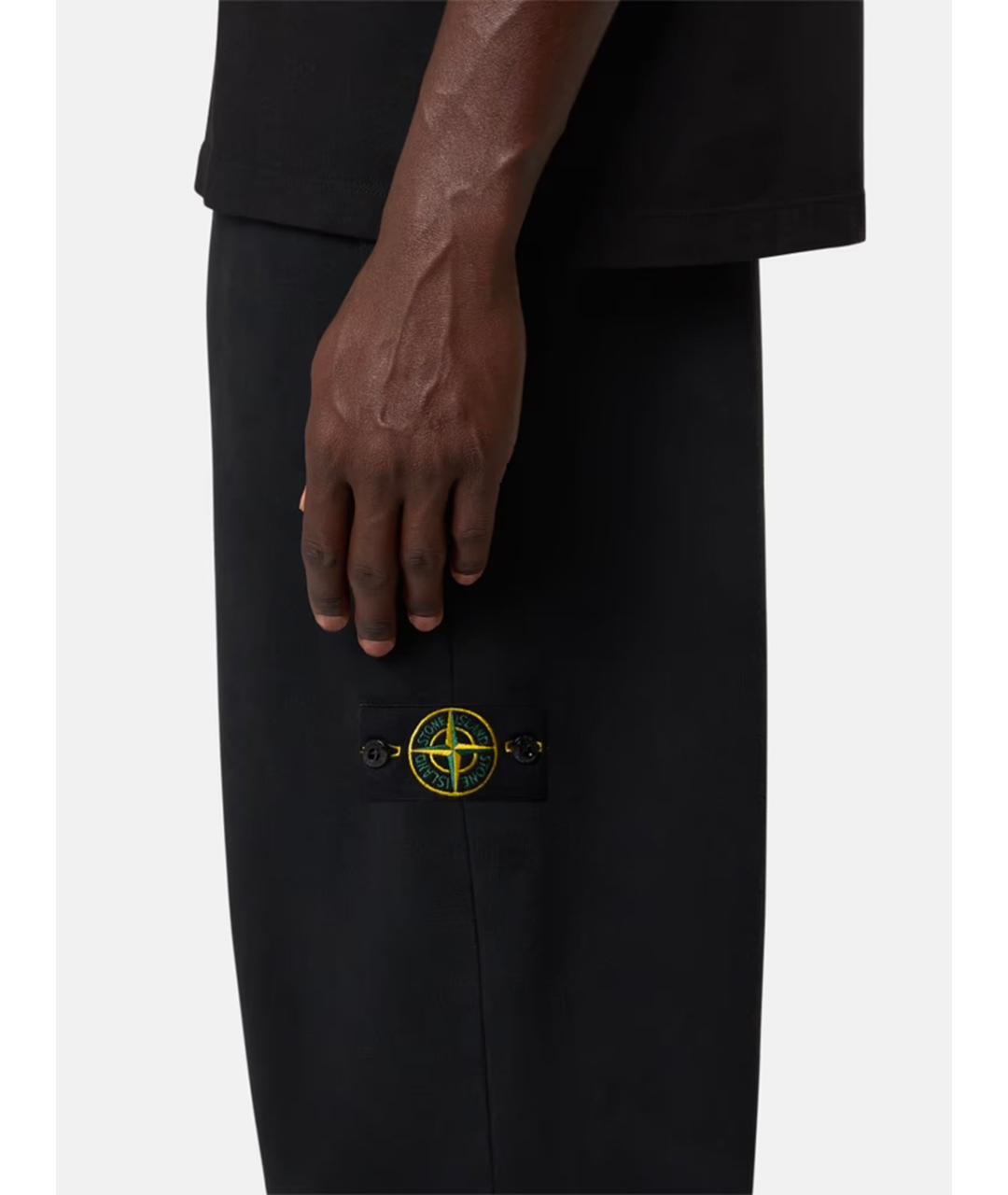 STONE ISLAND Черные хлопковые повседневные брюки, фото 3