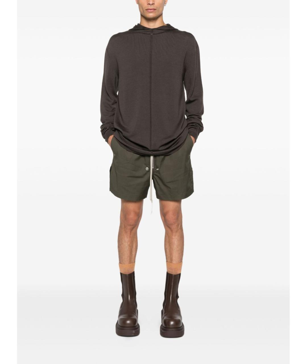 RICK OWENS Зеленые хлопко-эластановые шорты, фото 2