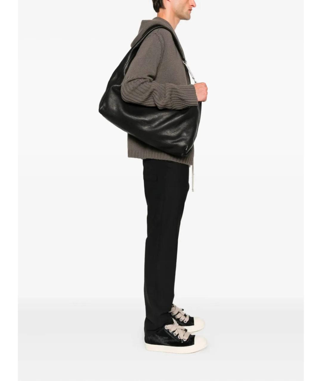 RICK OWENS Черная кожаная сумка через плечо, фото 2