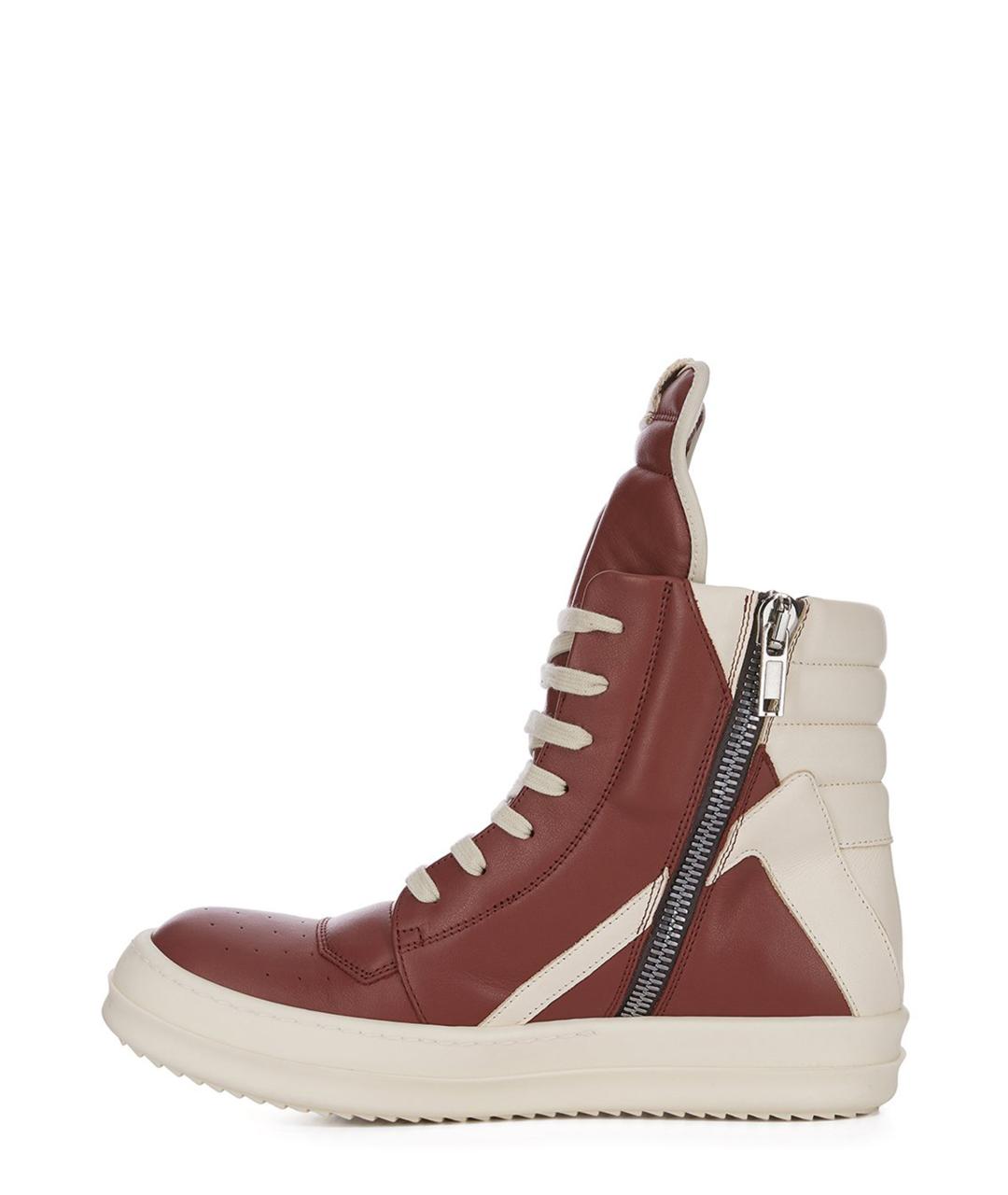 RICK OWENS Коричневые кожаные кеды, фото 4